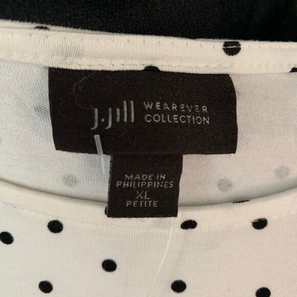 J. Jill Wearever Collection Women’s XL Petite Cream Polka Dot Top - Picture 8 of 10